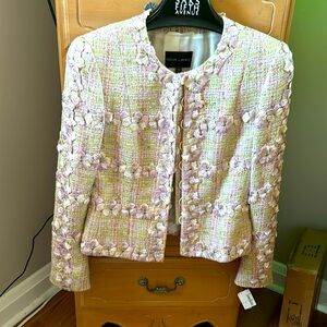 Rena Lange pastel flowered jacket and a matching Rena Lange skirt